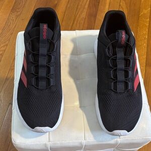 Adidas Black Sneakers with Red Stripes